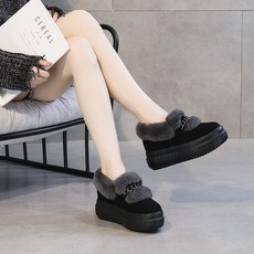 퍼슬립온 털신 여성속옷 키높이 겨울기모노 슬립온 토끼털 보온 방한화 편안한 캐주얼 작은사이즈 통굽 밑창이두꺼운신발