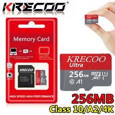 KRECOO® 256GB 128GB 64GB 4GB 마이크로 메모리 SD 카드 a1 고속 4k c10 고속 플래시 메모리 TF 카드(어댑터 포함), 256