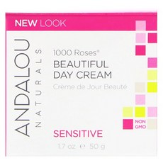 안달로우네이쳐 Andalou Naturals 아름다운 데이 크림(Day Cream) 1000 로즈 예민한 1.7 온스 (50 밀리리터) 크림, 1개
