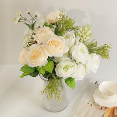 둥근장미부쉬조화 꽃꽂이재료 행인플렌트 아기화관 화관만들기 꽃팔찌 생화같은 백일상 브라이덜, 티티핑크