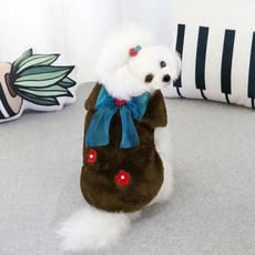 553964 / 1pc 애완 동물 코트 토끼 애완 동물 두 다리가 달린 안티 토끼 고양이 옷 유럽 스타일의 꽃과 활 장식 블랙 레드 브라운, 부르고뉴, CHINA