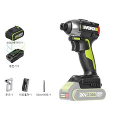 웍스 WU292D 20V 충전 임팩 드릴 드라이버 WORX 전동 공구, 4.0배터리1개세트, 1개