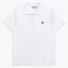 메종키츠네 MAISON KITSUNE 폭스 패치 레귤러 폴로 티셔츠 화이트 LM00208KJ7002-P100