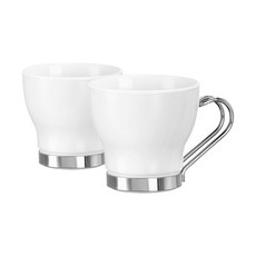 Bormioli Rocco Espresso Opal with Stainless Steel 스테인리스 스틸 손잡이가 있는 보르미올리 로코 에스프레소 오팔 4개 세트 3.5온스, White, 3.5 oz, 1개, White, 1개 Bormioli Rocco Espre