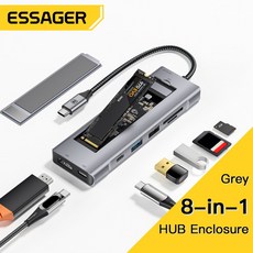 Essager 허브 C타입 디스크저장기능 USB to HDMI호환 노트북 독스테이션 맥북 프로에어 M1 M2, [02] Grey USB A