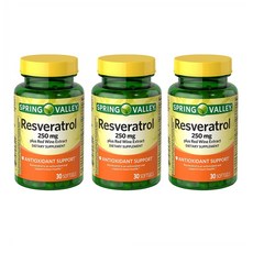 Spring Valley 스프링밸리 레스베라트롤 250mg 30소프트젤 3팩, 3개, 30정