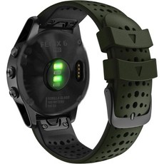 Abanen 실리콘 워치 밴드 Fenix 7X Instinct 2X 5X 6X 26mm 퀵 릴리스 핏 소프트 스포츠 통기성 방수 손목 밴드 스트랩 Garmin epix P, Green-Black, 1개