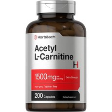 Acetyl L-Carnitine 1500 mg 200 Capsules | ALCAR | Non-GMO Gluten Free | by Horbaach, 알약/캡슐, 1개