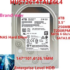 엔터프라이즈 내장 HDD WD 4TB 3. 5인치 SATA 6 Gbs 256MB 7.2K HUS726T4TALE6L4 HUS726T4TALA6L4, [01] 3.5", 1개 - hus726t4tala6l4