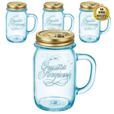 보르미올리 콰트로 스타지오니 핸들자 유리저장병 블루, 415ml, 36개