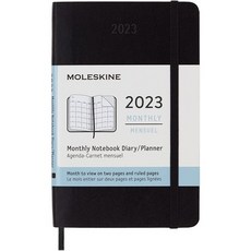 일본직발송 3. MOLESKINE 모레스킨 수첩 2023년 1월 시작 12개월 주간 다이어리 호리존탈(가로형) 하드 커, 블랙, 포켓 가로 9cm×세로 14cm