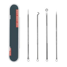 4 도구 여드름 바늘 잡티 제거 개 리무버 화이트 블랙헤드 코 코돈 추출기 헤드 얼굴 키트, 4 PCS