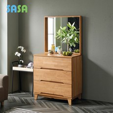 사사가구 시에라 고무나무원목 800 3단 서랍 화장대, 월넛