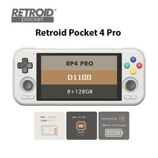 미니뷰릭스 레트로이드 포켓 4 프로 안드로이드 휴대용 게임 콘솔 4.7 인치 IPS 터치 스크린 D1100 5000mAh 배터리 와이파이 6.0 블루투스 5.2 8GB 128GB, 2)16Bit