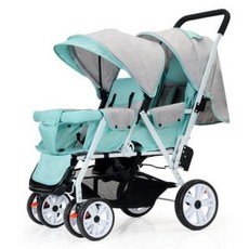 쌍둥이 유모차 . 둘째 아이 2인용 큰 아기 손수레 앞 뒷자리에 앉을 수 있고 눕고 가볍게 접을 수 있는 쌍둥이 어린이, 15 다크그레이(6라운드 식사판 크로스오버