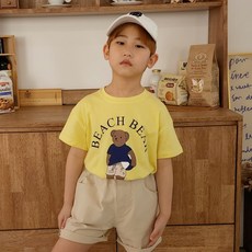 비치볼 곰 아동 반팔 티셔츠(아동~주니어)