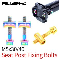 RISK 티타늄 합금 톰슨 시트포스트 볼트 자전거 서스펜션 시트포스트 나사 자전거 부품 M5x30 40mm 2 개, [04] gold M5X30