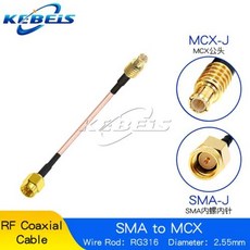 잭 및 팔꿈치 안테나 점퍼 수 케이블 플러그-RP-SMA 익스텐션 RF 암 공유기 동축 SMA-MCX ° 직각 RG316 90 너트, SMA-J TO MCX-J