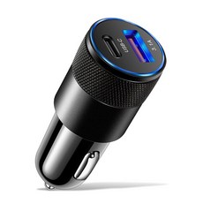 2포트 USB 자동차 충전기 3A 플매트 카펫 러그 전화 Xiaomi redmi A/Type-C 어댑터에 12V 시가 라이터, 01 Black, 1개