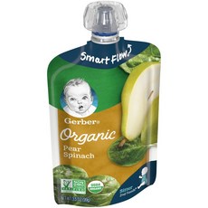 Gerber 오가닉 프루트 & 베지 2단계 99g, 배 + 시금치 (Pear + Spinach), 1개