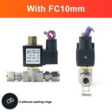 유압솔밸브 정상 개방 스테인리스 스틸 바디 양방향 오일 애시드 실리콘 개스킷 VX212008SSNO AC220V DC 12V 24V 14 인치 2 개, With FC10mm+DC24V