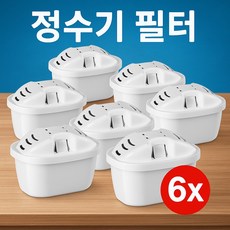 Klamol 필터(브리타 정수기 맥스트라 필터 호환) 6개 활성탄 및 이온 교환 수지가 포함된 필터, 1세트, Klamol_K110_6x