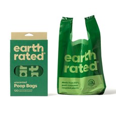 Earth Rated Dog Poop Bags with Handles Extra Wide Easy Tie and Guaranteed Leakproof Unscented, 1개, 1개입