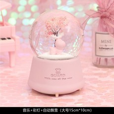 무드등 취침등 공주 프린세스궁전 캐릭터 음악나오는 스노우볼 오르골, 사쿠라 사슴 (음악 + 랜턴 + 자동 눈)