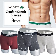 LACOSTE 남성 면스판드로즈 3매입 RAMC102-993 오드람프봉제