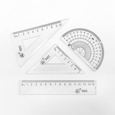 투명 삼각자 각도기 15cm자 4종 Set 하드케이스, 1세트, Clear 1세트, Clear