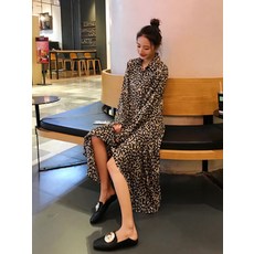 위파인더 호피 원피스 유행 스커트 항아리 슬리밍 긴팔로 슬림 이너 스커트 스타일링