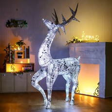 140cm LED 럭셔리 크리스마스 사슴 장식(실버), 본상품