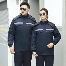 겨울작업복 겨울용 두꺼운 작업복 패딩 야간반사 중간 면코트 방한 보온 작업, C02-겨울솜 감장 청색 단일상의