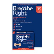 브리드 라이트 코골이 방지 패치 72매 대용량 Breathe Right 미국직배송, 빨강 - 일반 피부용, 1개