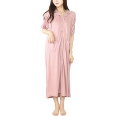 니시키 머터니티 잠옷 반팔 여름 원피스타 수유 구멍 포함 천축 니트 소재 앞 트임 롱 기장 수유복 네그리제 고 형무웨어 실내복 (핑크하우스) 무지 7/M/77509)