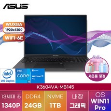 [ASUS] 비보북16X K3604VA-MB145 WIN11 대학생 업무용 영상편집 노트북, WIN11 Pro, 24GB, 1TB, 인디블랙