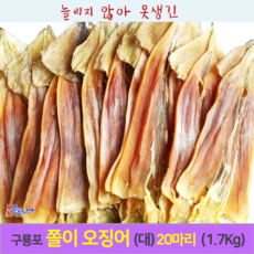 [포항 죽도시장] 명품 구룡포 쪼글이 오징어 (대) 20미 1.7kg내외 마른 오징어, 1개