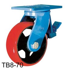66477FM/B+단조캐스터(회전+브레이크) TB8-70(8in ch) TB 가구바퀴 대차바퀴 캐스터바퀴 무소음우레탄바퀴 의자바퀴_S+121012