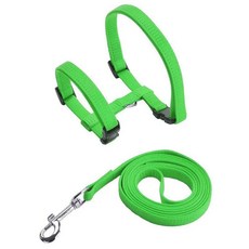 토끼하네스 고양이하네스 가죽 끈 세트 새끼 애완동물 조절가능 야외 산책용품, Weight within 5kg, Green