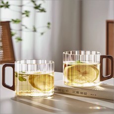 북대사글라스 홈카페 내열유리 우드 머그컵, 2개, 500ml 2개, 500ml