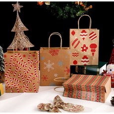크리스마스종이가방(지팡이15장+포레스트15장) 선물가방 쇼핑백 선물봉투 답례품, 30장
