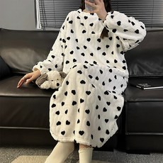 홀리데이 홈웨어 원피스 빅사이즈 겨울 임산부 극세사 파자마