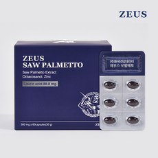 제우스 쏘팔메토 전립선 영양제 남성 활력 옥타코사놀 아연 500mg x 60캡슐, 1박스