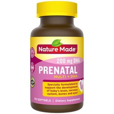 Nature Made Prenatal Multi Vitamin DHA 110 ct 임신초기비타민D 임신준비엽산 엽산400mg 활성형엽산 솔가천연엽산 임산부솔가엽산 남자엽산 천연엽산, 1개, 1