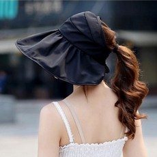 플랫28 프릴 와이어 썬캡 자외선차단 프라다재질 돌돌이 비치모자 바캉스 모자 여성 프라햇 여름 4컬러