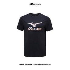 [국내배송] 미즈노 WAVE PATTERN LOGO SHORT SLEEVE 블랙 캐주얼 남녀공용 반팔티셔츠