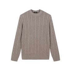 탑텐 23 FW 남자 램스울블렌드 라운드넥 꽈배기 니트 BE