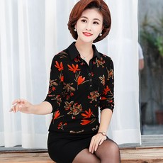 우리우리 14 중년 엄마 가을 겨울옷 모임 50-60대 기모 티셔츠-30407