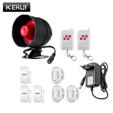 알람 스마트 센서 KERUI 독립형 보안 홈 경보 시스템 키트 무선 사이렌 모션 로컬 최대 100db 어댑터 DC9V, [02] Kit2, [01] EU 플러그, 1개