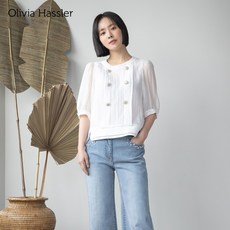 [올리비아하슬러] 버튼 포인트 텐셀 블라우스_OHCMBL203